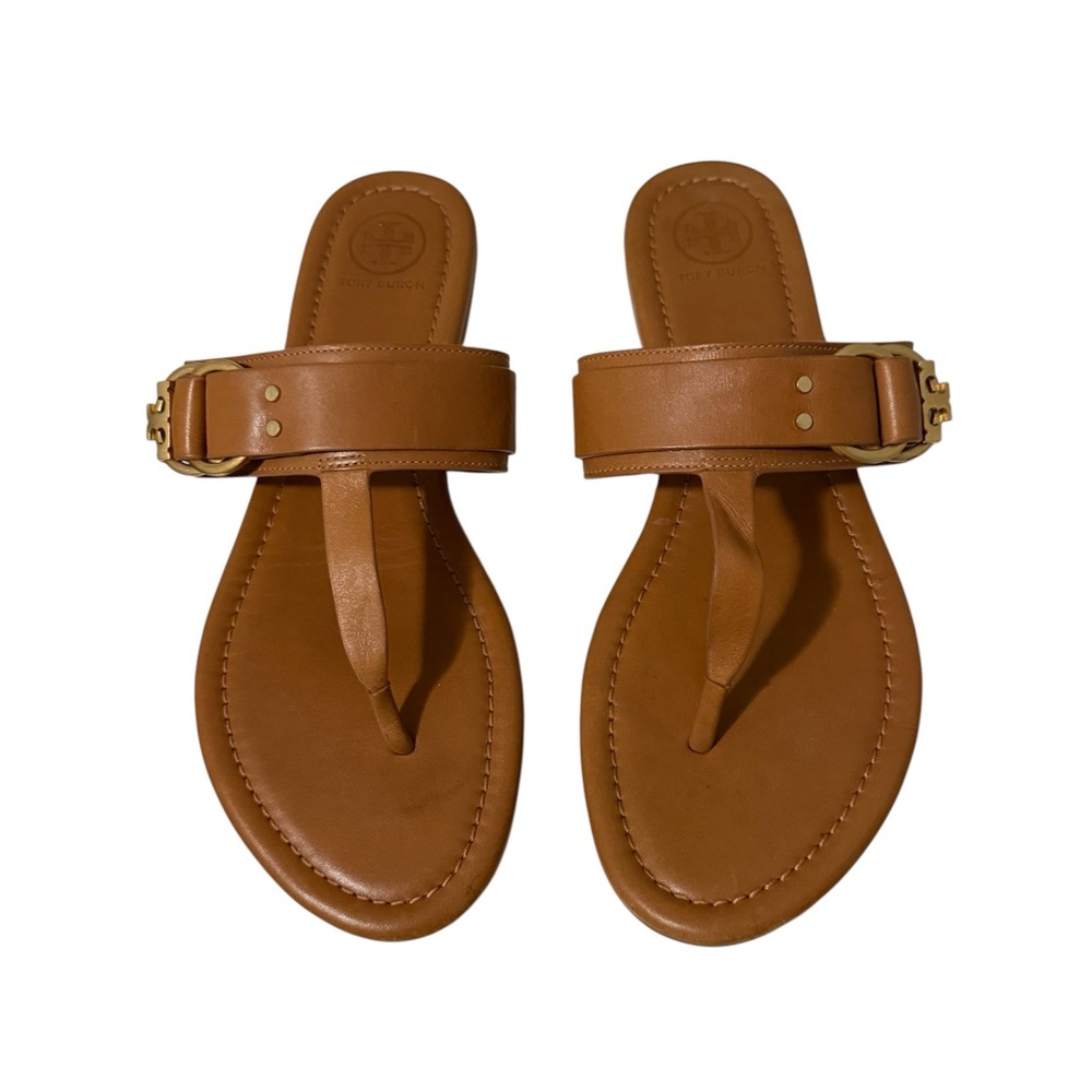 Tory Burch Brown Leather Thong Sandals with Buckle Marsden Women’s 8.5